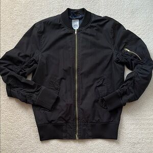 Divided Black Cotton Bomber Jacket